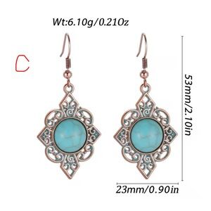 Lucky Brand Blue and Silver Ornate Earrings turquoises